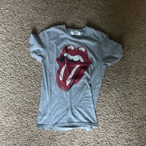 Free People Gray and Red Short Sleeve Tee Casual Style